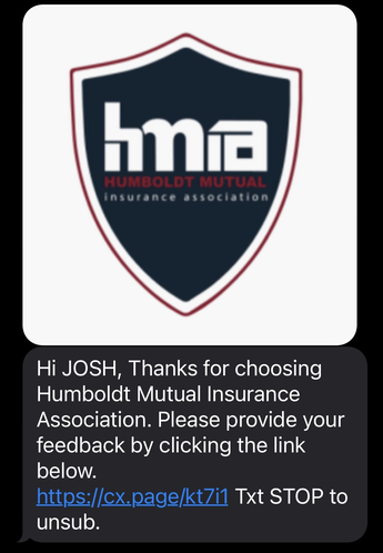 Text survey for Humboldt Mutual Insurance